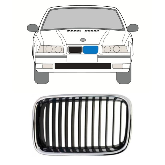Grill för BMW 3 E36 1990-1995 / Vänster 16296