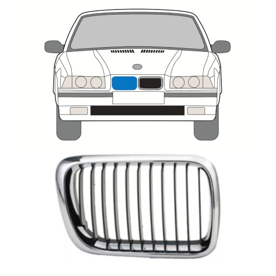 Grill för BMW 3 E36 1996-2000 / Höger 16297