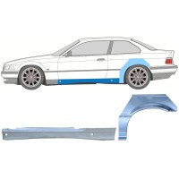 Hel tröskel + bak skärm reparationspanel för BMW 3 E36 1990-2000 / Vänster / COUPE / Set 17024