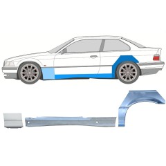 Reparationspanel för tröskel + fram + bak stänkskärm för BMW 3 E36 1990-2000 / Vänster / COUPE / Set 17026