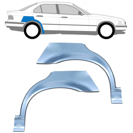 Sidovägg hjulhuskant för BMW 3 E36 1990-2000  / Vänster+Höger / SEDAN / Set 6393