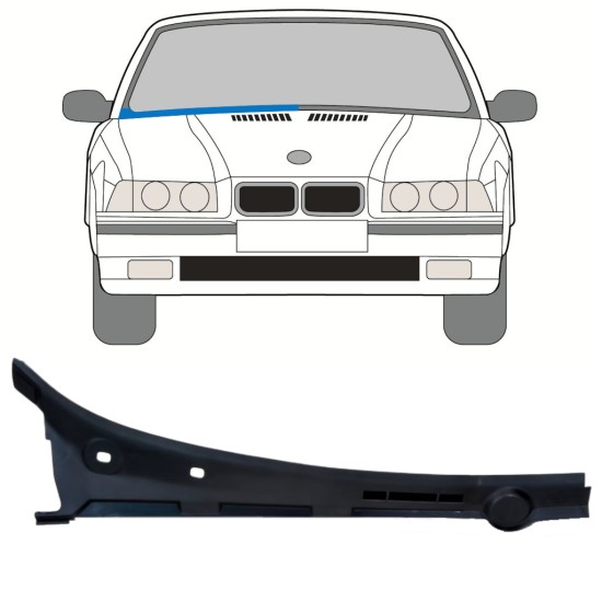 Reparationsplåt för vindrutans nedre del för BMW 3 E36 1990-2000 / Höger / COMBI / SEDAN / COMPACT 16898