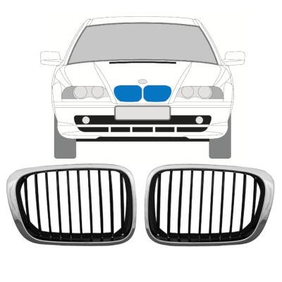 Grill för BMW 3 E46 1998-2006 / Vänster+Höger / Set 11129