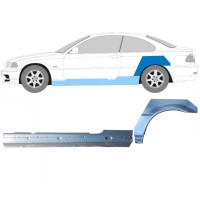 Hel tröskel + bak skärm reparationspanel för BMW 3 E46 1998-2006 / Vänster / COUPE / Set 17060