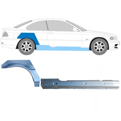Hel tröskel + bak skärm reparationspanel för BMW 3 E46 1998-2006 / Höger / COUPE / Set 17059