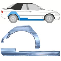 Tröskelplåt + sidovägg hjulhuskant för Ford Escort 1995-2000 / Höger / CABRIO / Set 12589