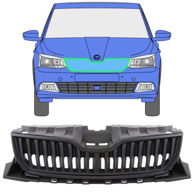 Svart grill för Skoda Fabia 2014- / Set 7544