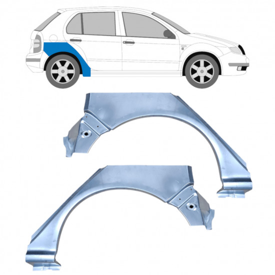 Sidovägg hjulhuskant för Skoda Fabia 1999-2007 / Vänster+Höger / Set 10444