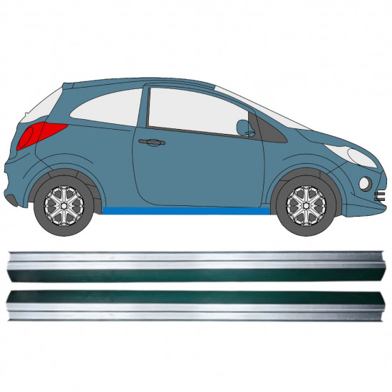 Nedre tröskelplåt reparationspanel för Ford Ka 2008-2016 / Vänster+Höger / Vänster = Höger (symmetrisk) / Set 12945 Nedre tröskelplåt reparationspanel för Ford Ka 2008-2016 / Vänster+Höger / Vänster = Höger (symmetrisk) / Set 12945