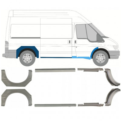 Tröskelplåt + sidovägg hjulhuskant för Ford Transit 2000-2013 / Set 9692