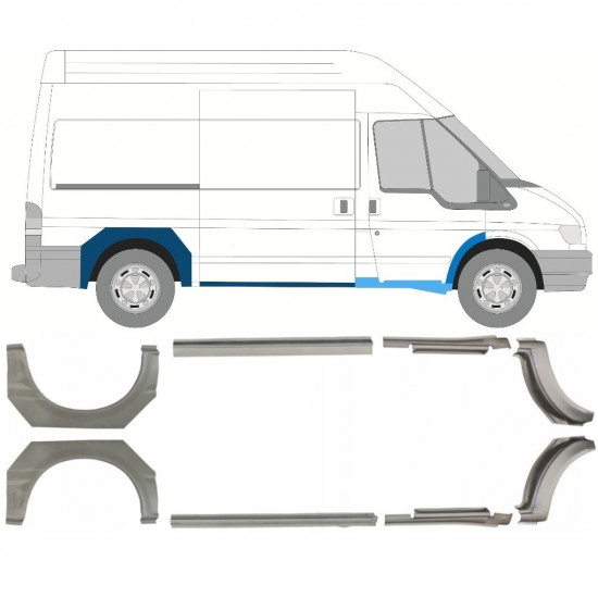 FORD TRANSIT 2000-2013 REPARATION AV BAKSKÄRM + TRÖSKELPLÅT / HÖGER + VÄNSTER / UPPSÄTTNING