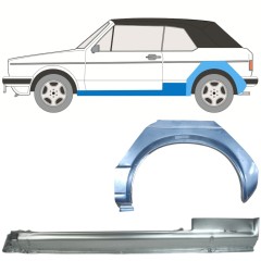 Tröskelplåt + sidovägg hjulhuskant för Volkswagen Golf 1 1974-1985 / Vänster / CABRIO / Set 12578