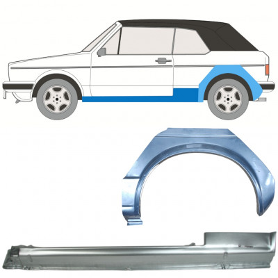 VW GOLF 1 CABRIO 1979-1993 REPARATION AV BAKSKÄRM + TRÖSKEL / UPPSÄTTNING / VÄNSTER