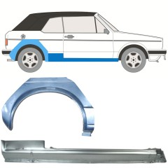 Tröskelplåt + sidovägg hjulhuskant för Volkswagen Golf 1 1974-1985 / Höger / CABRIO / Set 12577