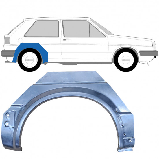 VW GOLF 2 1982- 3 DÖRRAR REPARATION AV BAKSKÄRM / HÖGER