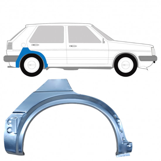 VW GOLF 2 1982- 5 DÖRRAR REPARATION AV BAKSKÄRM / HÖGER