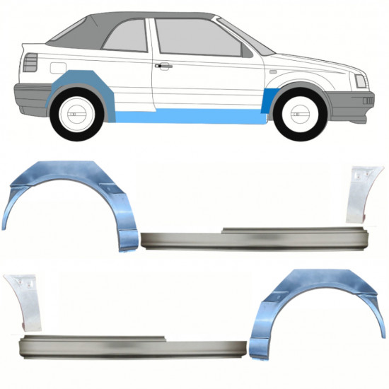 Reparationspanel för tröskel + fram + bak stänkskärm för VW Golf 3 1993-1998  CABRIO / Set 12569