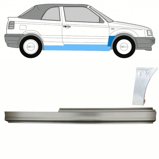 VW GOLF 3 1993-1998 CABRIO REPARATIONSPANEL FÖR FRAMSKÄRM + TRÖSKELPLÅT / UPPSÄTTNING / HÖGER