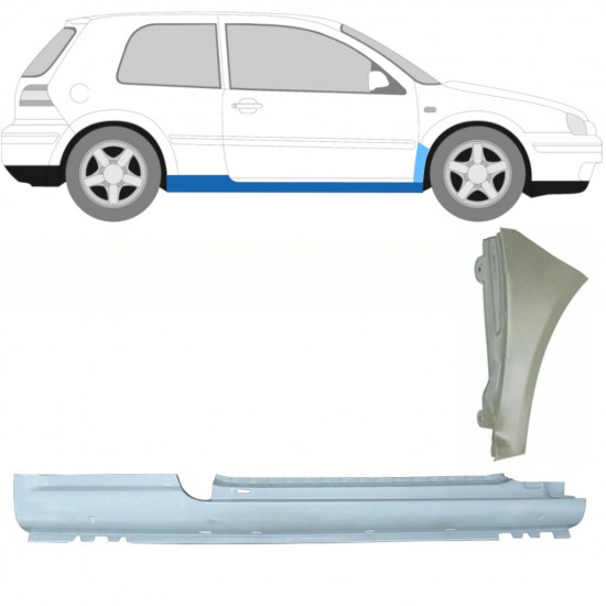 VW GOLF 4 1997- 3 DÖRRAR TRÖSKELPLÅT TILL + STÄNKSKÄRM FÖRVÄNT / HÖGER