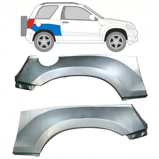 Övre del av bak skärm reparationspanel för Suzuki Grand Vitara 2005-2012 / Vänster+Höger / Set 10267