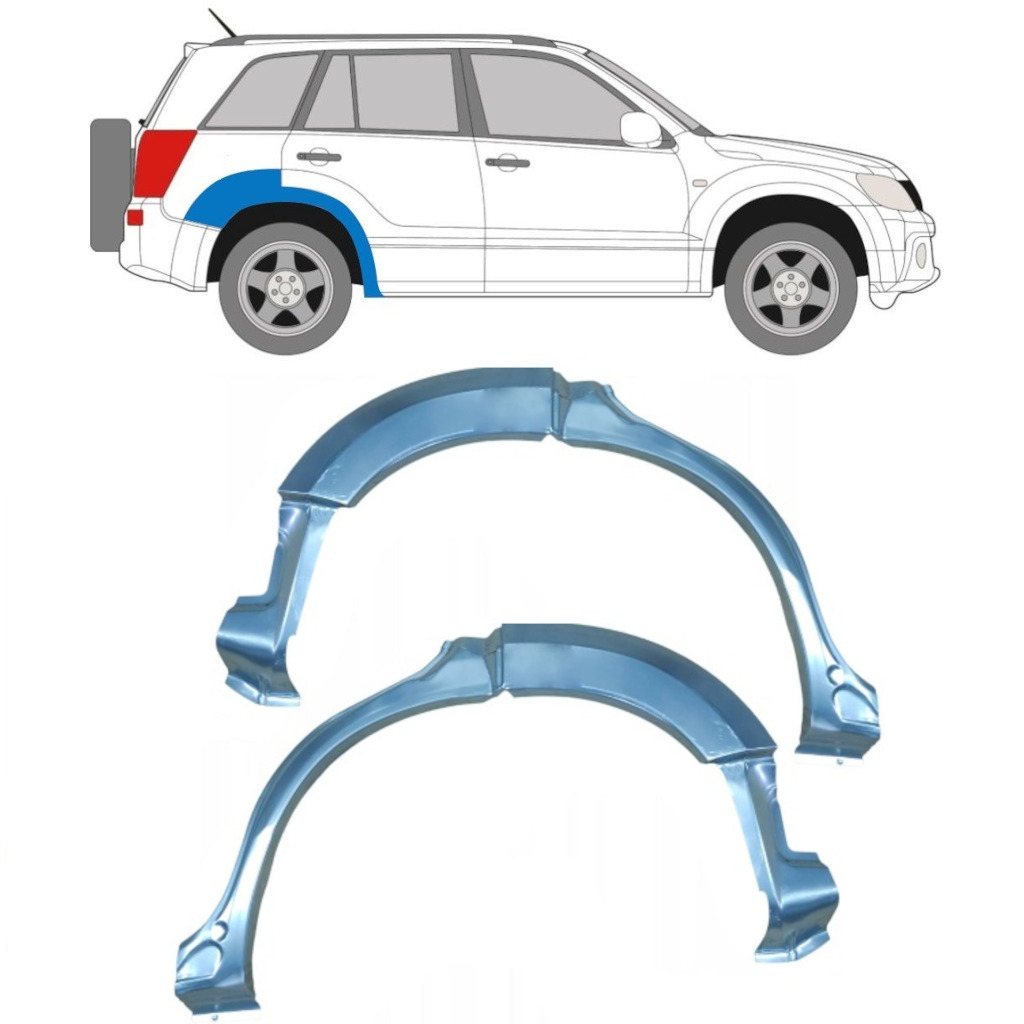 Sidovägg Hjulhuskant För Suzuki Grand Vitara 2005-2012 / Vänster+Höger / Set 9220