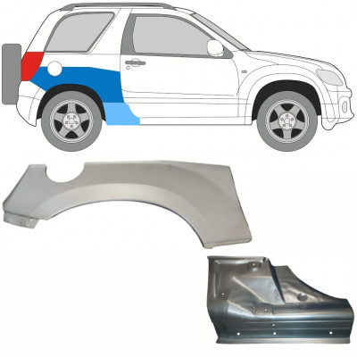 SUZUKI GRAND VITARA 2005-2012 REPARATION AV BAKSKÄRM + TRÖSKELPLÅT / UPPSÄTTNING / HÖGER