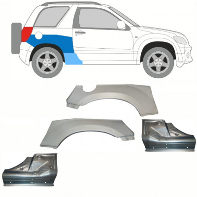 SUZUKI GRAND VITARA 2005-2012 REPARATION AV BAKSKÄRM + TRÖSKELPLÅT / UPPSÄTTNING / VÄNSTER + HÖGER