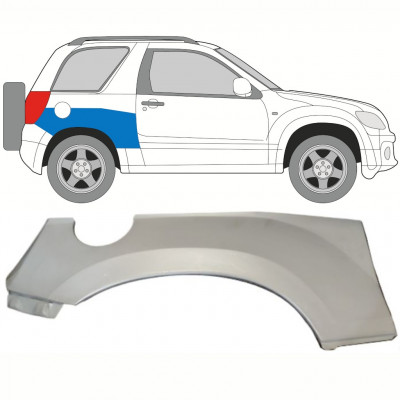 Övre del av bak skärm reparationspanel för Suzuki Grand Vitara 2005-2012 / Höger 8507