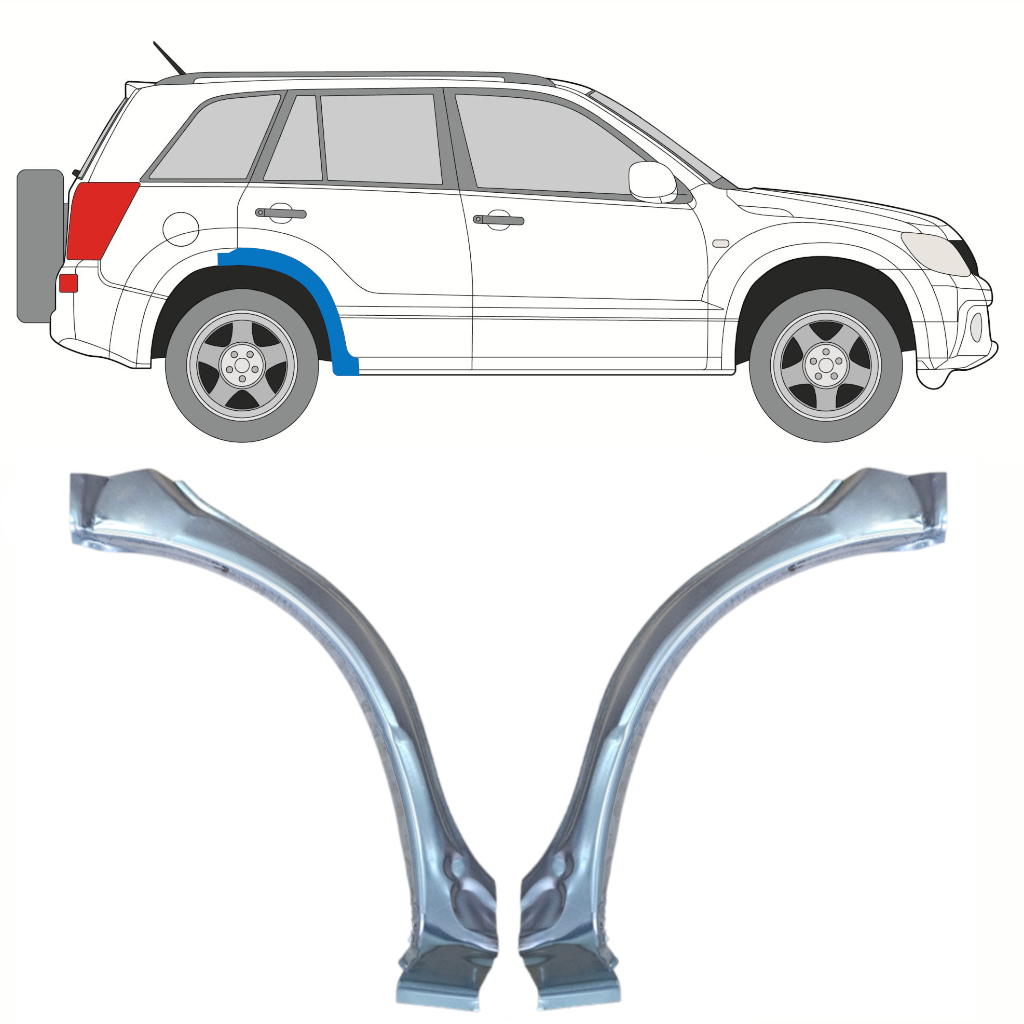 Fram Del Av Bak Skärm För Suzuki Grand Vitara 2005-2012 / Vänster+Höger / Set 10177