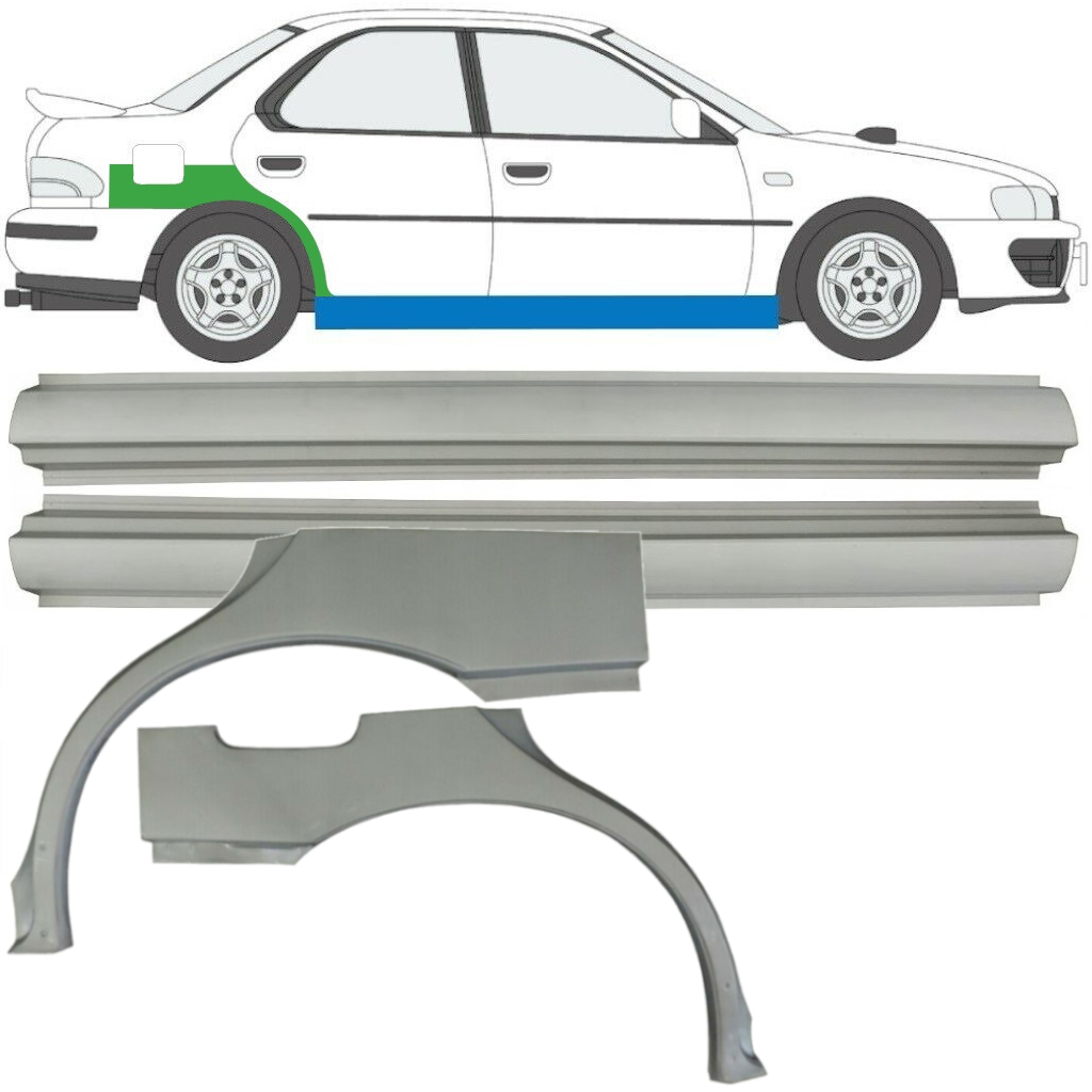 Tröskelplåt + Sidovägg Hjulhuskant För Subaru Impreza 1992-2000 / Vänster+Höger / Set 10667
