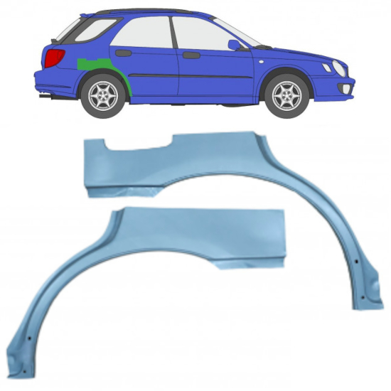 Sidovägg hjulhuskant för Subaru Impreza Gg 2000-2007 / Vänster+Höger / Set 10463