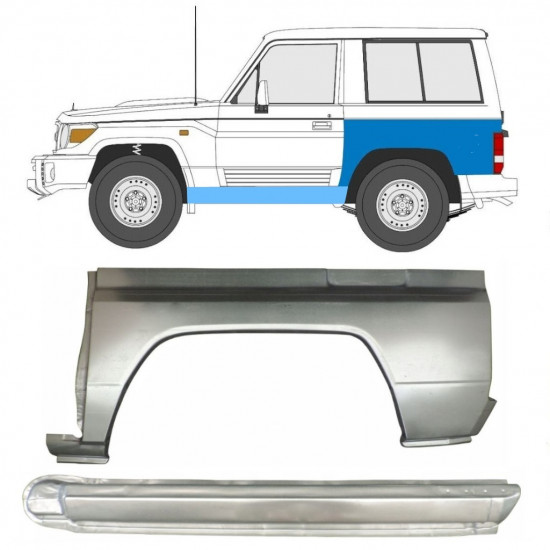 Tröskelplåt + sidovägg hjulhuskant för Toyota Land Cruiser 1984-1993 / Vänster / Set 11479