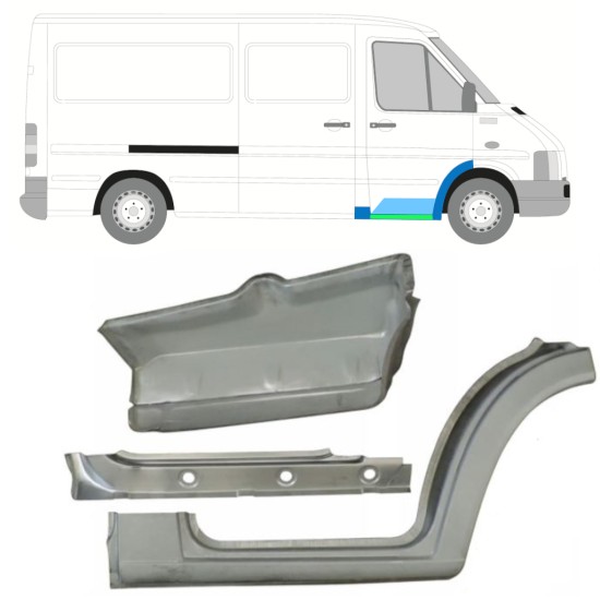 Inre tröskel + fram skärm + fram steg reparationspanel för Volkswagen LT 1996-2005 / Höger 16573