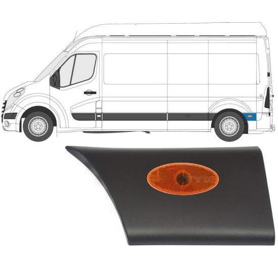 Prydnadslist sidovägg skyddslister med lampa för Renault Master 2010- / Vänster / Set 10550