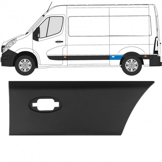 Prydnadslist sidovägg skyddslister med lampa för Renault Master 2010- / L2 / Vänster 10931