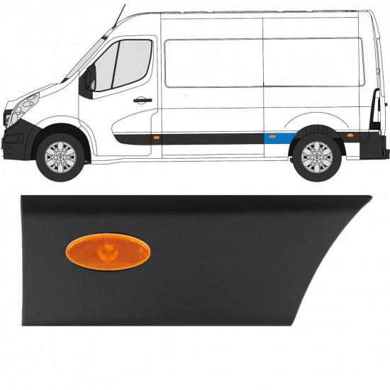 Prydnadslist sidovägg skyddslister med lampa för Renault Master 2010- / L2 / Vänster /  10933