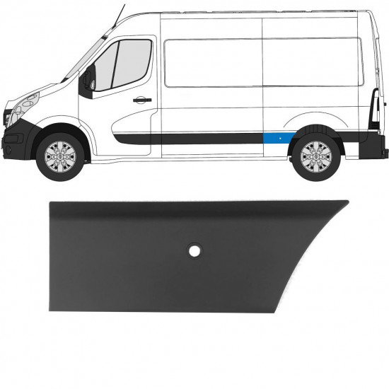 Prydnadslist sidovägg skyddslister PDC för Renault Master 2010- / L2 / Vänster 10925