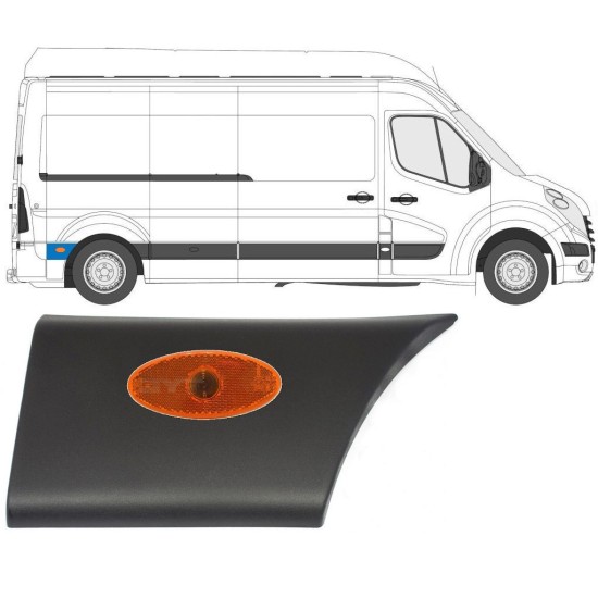 Prydnadslist sidovägg skyddslister med lampa för Renault Master 2010- / Höger / Set 10551