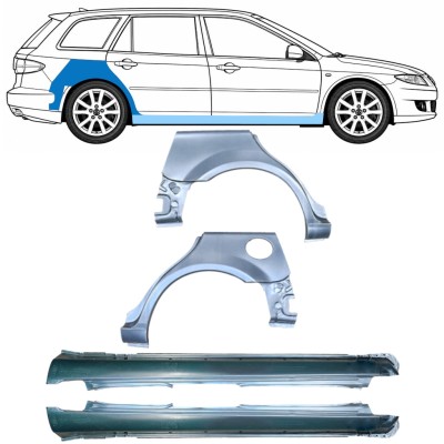 Tröskelplåt + sidovägg hjulhuskant för Mazda 6 GG GY 2002-2007 / Vänster+Höger / COMBI / Set 10538