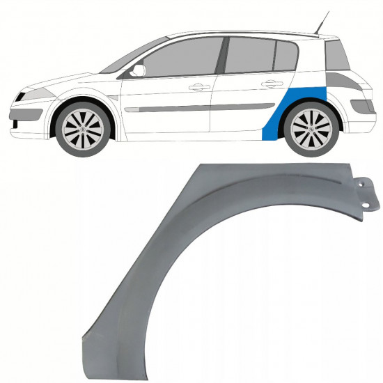 Sidovägg hjulhuskant för Renault Megane 2002-2008 / Vänster 10204