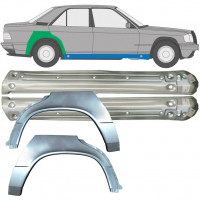 Tröskelplåt + sidovägg hjulhuskant för Mercedes 190 1982-1993 / Vänster+Höger / Set 9522