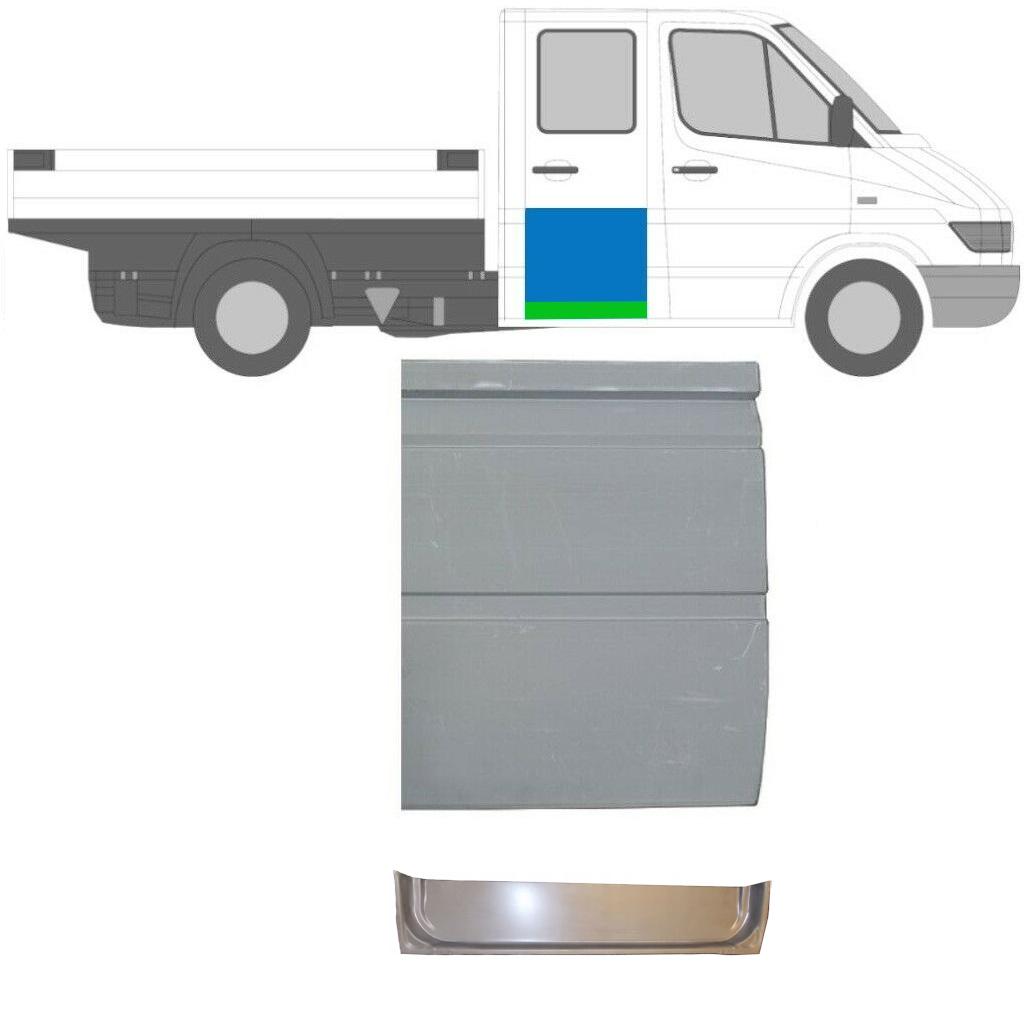 Reparationspanel För Bakdörr För Mercedes Sprinter 1995-2006 / Vänster = Höger (Symmetrisk) / Dubbelkabin / Set 10483