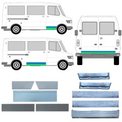 Inre + yttre dörr reparationspanel för Mercedes T1 207-410 1977-1995 / Vänster+Höger / Set 12635