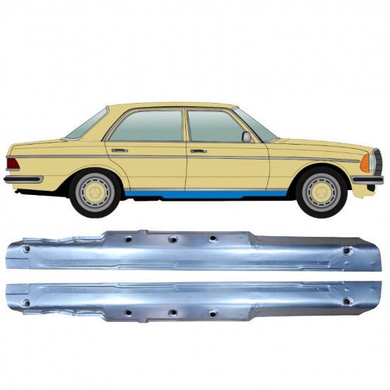 Tröskelplåt för Mercedes W123 1975-1985 / Vänster+Höger / Set 9293