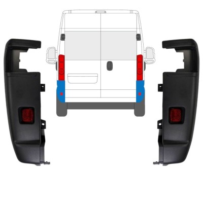 Bak hörn stötfångare 270 grader för Opel Movano 2021-2026 / Vänster+Höger / Set 15797