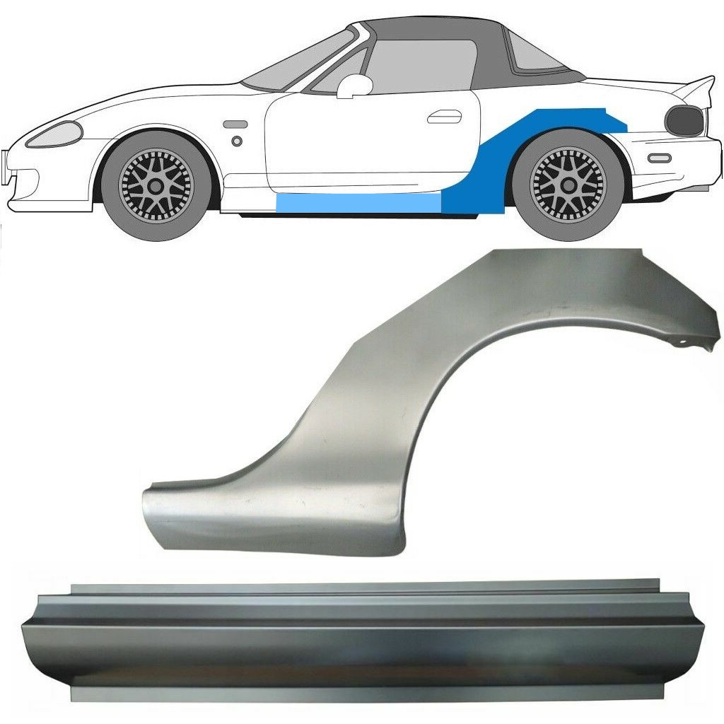 Tröskelplåt + Sidovägg Hjulhuskant För Mazda Mx-5 1998-2005 Nb / Vänster / Set 10274