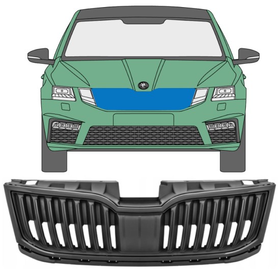 Svart grill för Skoda Octavia III 2017-2020 / Set 7549