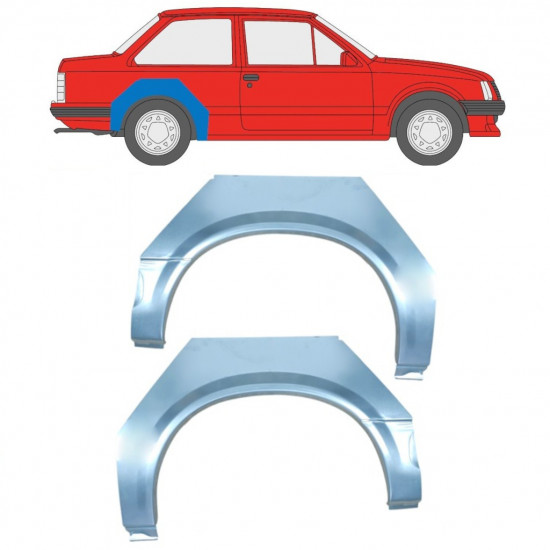 Sidovägg hjulhuskant för Opel Corsa A 1982-1993 / Vänster+Höger / Set 11020