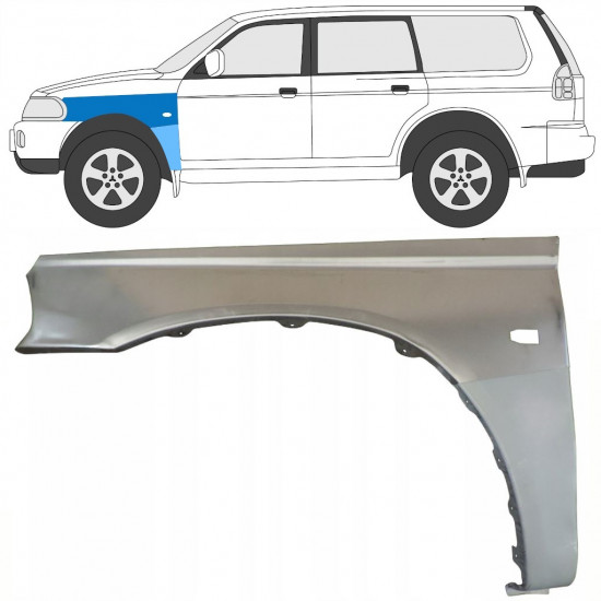 Reparationspanel till framskärm för Mitsubishi Pajero Sport 1996-2008 / Vänster / Set 8543