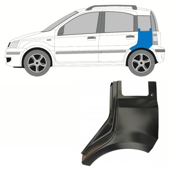 Sidovägg hjulhuskant för Fiat Panda 2003-2012 / Vänster 10752